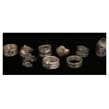 1252	9 STERLING SILVER RINGS, 2.440 OT