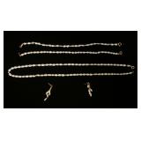 1255	PEARL NECKLACE, 2 BRACELETS & MATCHING EARRING SETS, THE CLASPS ARE 14KT GOLD, NECKLACE APPROXI