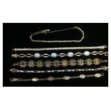1258	6 STERLING SILVER BRACELETS, 2.469 OZT INCLUDING STONES