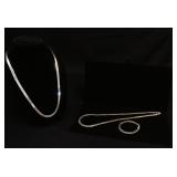 1261	STERLING SILVER 2 NECKLACES & BRACELET, LARGEST NECKLACE APPROXIMATELY 28 IN, 2.582 OZT
