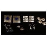 1263	6 PAIRS OF STERLING SILVER EARRINGS, 2.276 OZT INCLUDING STONES