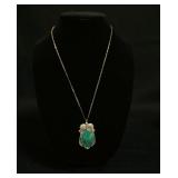 1265	STERLING SILVER NECKLACE W/STERLING & TURQUOISE PENDANT, 0.669 OZT INCLUDING STONES, CHAIN APPR