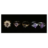 1271	LOT F 5 STERLING SILVER RINGS, 0.810 OZT OVERALL