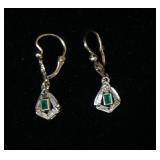 1273	PAIR OF 18K WHITE GOLD EARRINGS W/EMERALDS, 1.2 DWT INCLUDING STONES