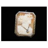 1275	14K GOLD CAMEO BROOCH/PIN, APPROXIMATELY 1 1/4 IN X 1 3/4 IN
