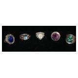 1280	5 STERLING SILVER RINGS, 1.055 OZT INCLUDING STONES