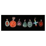 1281	LOT OF 7 STERLING NECKLACE PENDANTS