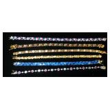 1286	LOT OF 5 STERLING SILVER BRACELETS W/COLORFUL STONES, LONGEST APPROXIMATELY 8 1/2 IN, 3.08. OZT