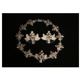 1290	STERLING SILVER GRAPE CLUSTER NECKLACE W/MATCHING EARRINGS, NECKLACE APPROXIMATELY 17 IN LONG, 