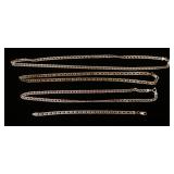 1291	STERLING SILVER CHAIN LINK 3 NECKLACES & BRACELET, LONGEST CHAIN APPROXIMATELY 27 IN, 2.81 OZT