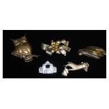 1293	5 STERLING SILVER BROOCHES/PINS, 2.048 OZT