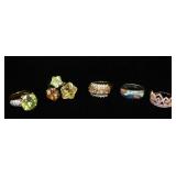 1294	LOT OF 5 STERLING SILVER RINGS, 1.363 OZT OVERALL