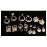 1300	8 PAIRS OF STERLING SILVER EARRINGS, 2.585 OZT