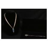 1301	2 STERLING SILVER NECKLACES W/STERLING PENDANTS, LONGEST NECKLACE APPROXIMATELY 24 IN, 1.038 OZ