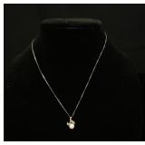 1305	14K WHITE GOLD NECKLACE W/PENDANT CONTAINING A PEARL, 1.4 DWT OVERALL, CHAIN APPROXIMATELY 18 I