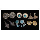 1310	6 PAIRS OF STERLING SILVER EARRINGS INCLUDES ONE PAIR W/APPLIED 22K DECORATION W/PIERCED & CLIP