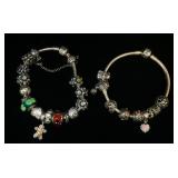 1314	2 PANDORA STERLING SILVER BRACELETS, 3.524 OZT OVERALL