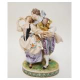 1024	DRESDEN GERMAN FIGURINE OF MAN & WOMAN DANCING, APPROXIMATELY 10 1/4 IN HIGH