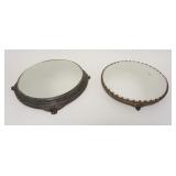 1045	2 MIRROR GLASS DRESSER TRAYS, LARGEST APPROXIMATELY 12 IN