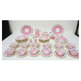 1055	AYNSLEY 50 PIECE SET OF CHINA INCLUDING TEAPOT, CREAMER & SUGAR, BULLION CUPS & SAUCERS