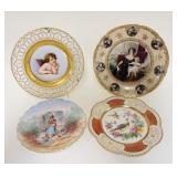 1067	LOT OF 4 ASSORTED HAND PAINTED & TRANSFER PLATES, PORTRAITS & PHEASANTS, LARGEST APPROXIMATELY 