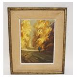 1088	OIL PAINTING ON BOARD ABSTRACT OF PEOPLE, ARTIST SIGNED LOWER RIGHT, ANNOTATED ON BACK PURCHASE