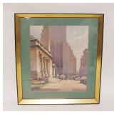 1089	WATERCOLOR PAINTING STREET SCENE IN CITY, APPROXIMATELY 17 IN X 21 IN