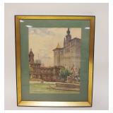 1090	WATERCOLOR PAINTING SCENE OF PARK LOCATED IN CITY ARTIST SIGNED MARC, APPROXIMATELY 17 IN X 21 