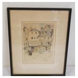 1095	COLORED ENGRAVING W.D. ALMOND QUIMPER CITY STREET SCENE, APPROXIMATELY 14 1/2 IN X 18 1/2 IN OV