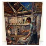 1117	WILLIAM STODDARD LOUGHRAN BUCKS COUNTY PA. ARTIST, 1901-1969, OIL ON BOARD, *SELF PORTRAIT OF A