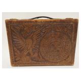 1130	TOOLED LEATHER BREIF CASE, APPROXIMATELY 3 IN X 12 IN X 17 IN, NO KEY