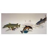 1131	GOEBEL FISH FIGURINES, LOT OF 4, LARGEST APPROXIMATELY 9 IN H