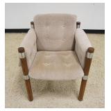 1182	MODERN CHROME AND WOOD UPHOLSTERED ARM CHAIR