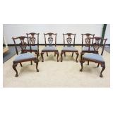 1187	SET OF 6 MAHOGANY CHIPPENDALE STYLE SIDE CHAIRS WITH UPHOLSTERED SEATS