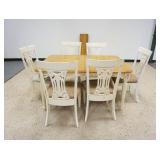 1188	KITCHEN DINETTE SET, TABLE WITH 6 CHAIRS AND 1 - 12 IN LEAF, WITH DISTRESSED FINISH, APPROXIMAT