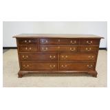 1191	STICKLEY MAHOGANY 10 DRAWER LOW CHEST ON BRACKET FEET, TOP HAS FINISH WEAR, APPROXIMATELY 70 IN