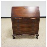 1193	MAHOGANY SLANT FRONT BALL AND CLAW FOOT SECRETARY, APPROXIMATELY 32 IN X 17 IN X 40 IN