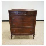 1197	WALNUT 4 DRAWER CHEST WITH REEDED COLUMNS, APPROXIMATELY 39 IN X 19 IN X 48 IN H