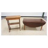 1199	LOT, SPOOL TURNED 1 DRAWER TABLE AND DROP LEAF TABLE
