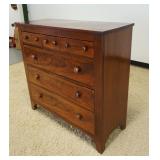 1214	EMPIRE MAHOGANY 6 DRAWER CHEST, SOME VENEER LOSS, APPROXIMATELY 45 IN X 19 IN X 44 IN H