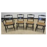 1235	SET OF 4 HITCHCOCK PAINT STENCILED CHAIRS, SOME LOSS TO CHAIR SEATS & PAINT