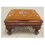 1236	WALNUT NEEDLEPOINT FOOT STOOL, APPROXIMATELY 16 IN X 14 IN X 9 IN H