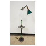 1240	ANTIQUE FLOOR LAMP W/JADITE GLASS COLUMN INSETS & NICKLE PLATED SMOKING TRAY AT CENTER, ONE PIE