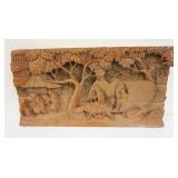 1243	CARVED 3 DIMENSIONAL SLAB AFRICAN SCENE, APPROXIMATELY 16 IN X 30 IN