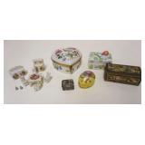 1256	GROUP OF SMALLS INCLUDING LIMOGES & ENAMELED BOXES & LIMOGES & ANDREA MINIATURE PORCELAIN DININ