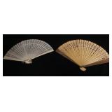 1269	2 ANTIQUE WOOD & CELLULOID FANS, LARGEST APPROXIMATELY 10 IN
