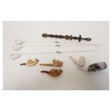 1270	LOT OF ANTIQUE SMOKING PIPES INCLUDING CLAY & FIGURAL
