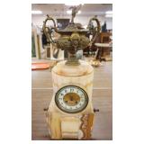 1273	ANTIQUE MARBLE CLOCK W/URN FINIAL AT TOP, MARBLE PIECES MISSING FROM BASE, APPROXIMATELY 7 IN X