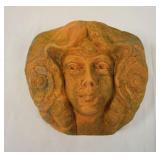 1275	LARGE TERRACOTTA OUTDOOR WALL POCKET PLANTER W/IMAGE OF WOMAN ON FRONT, APPROXIMATELY 12 IN X 1
