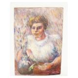 1290	WILLIAM STODDARD LOUGHRAN OIL ON BOARD *BOY WITH FLOWER*, APPROXIMATELY 12 IN X 18 IN